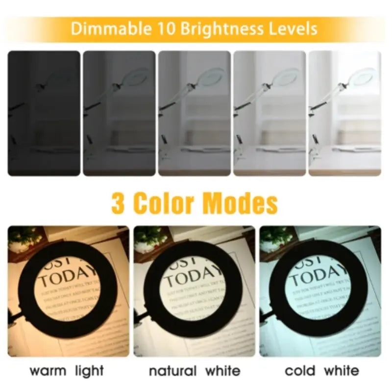 72LED 8X/10X NEW Illuminated Magnifier USB 3 Colors LED Magnifying