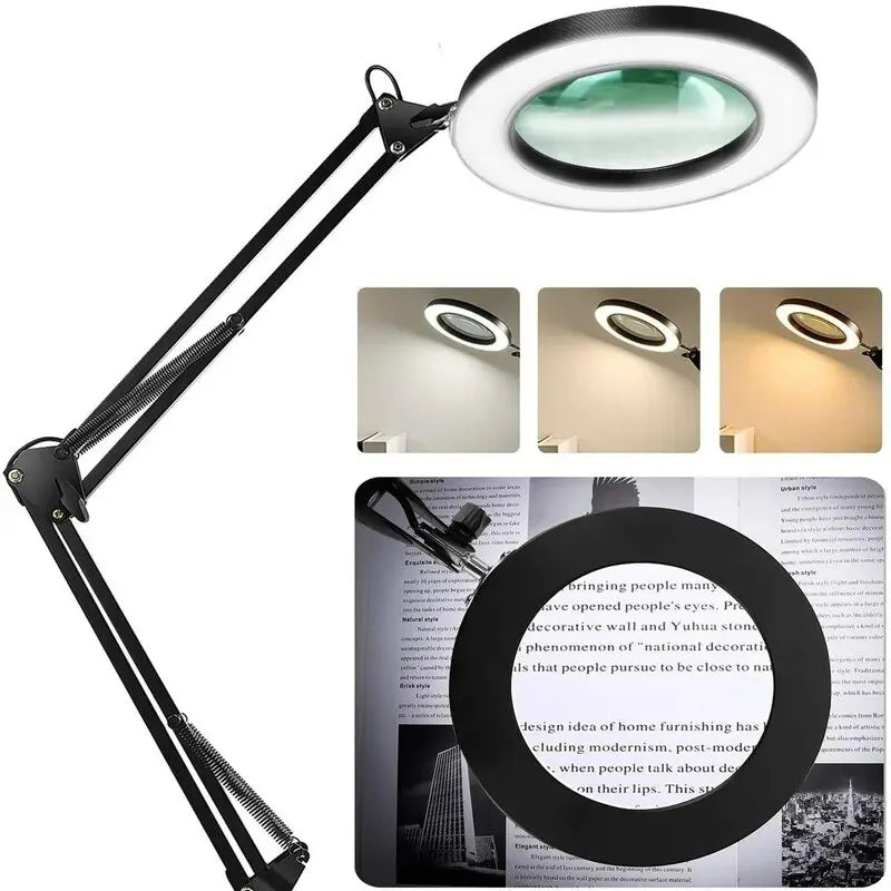 72LED 8X/10X NEW Illuminated Magnifier USB 3 Colors LED Magnifying