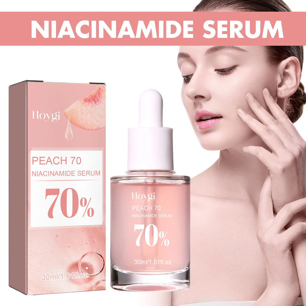 Peach 70% Niacinamide Facial Serum Fade Melanin Moisturzing Shrink Pores Smooth Brightening Skin Care Dark Spot Remover Serum