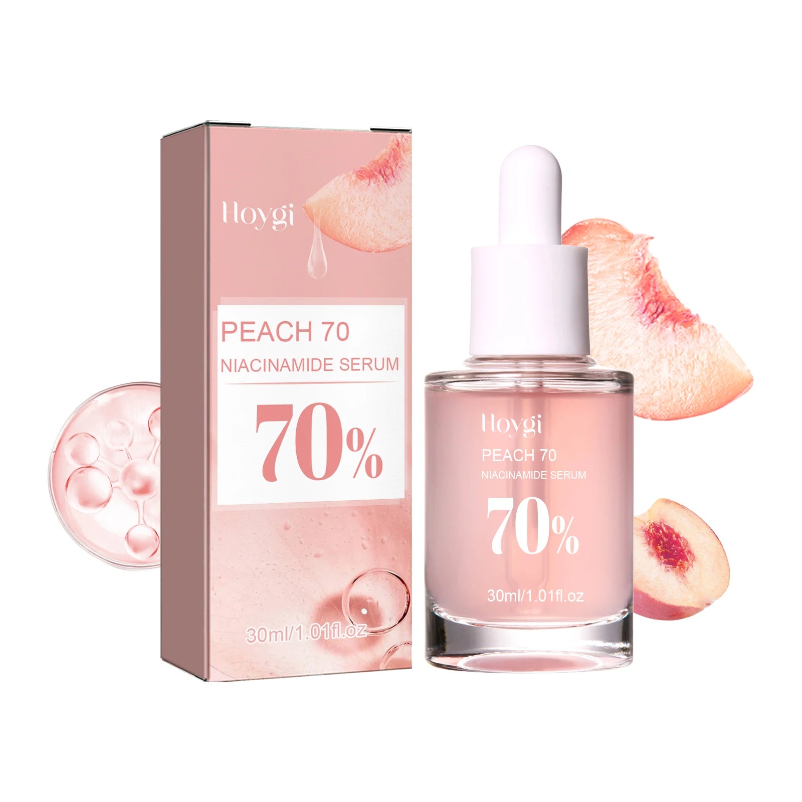 Peach 70% Niacinamide Facial Serum Fade Melanin Moisturzing Shrink Pores Smooth Brightening Skin Care Dark Spot Remover Serum