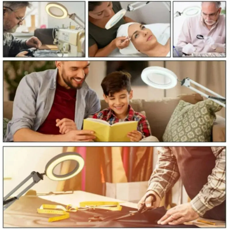 72LED 8X/10X NEW Illuminated Magnifier USB 3 Colors LED Magnifying