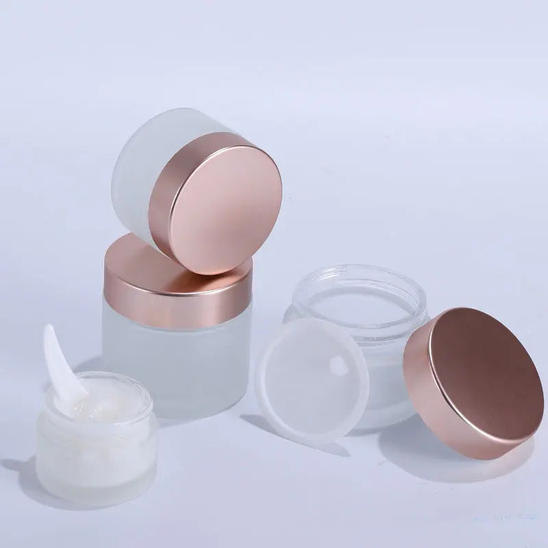 5ML-50ML Frosted Glass Cream Container Face Hand Mask Lotion Jar Rosepink Lid Tracvel Pots Refillable Bottle Cosmetic Skincare