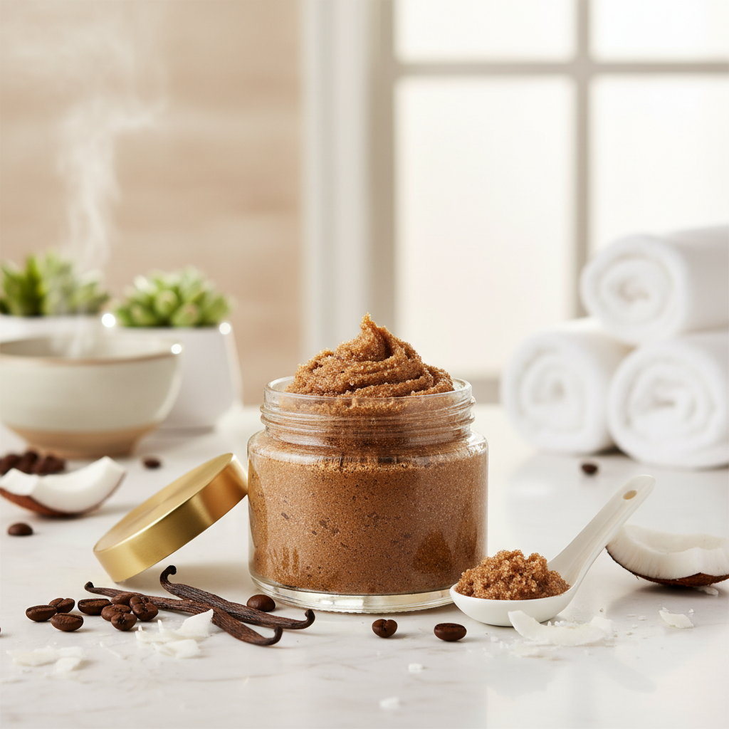 Vanilla Latte Sugar Scrub - Organic Coffee Body Exfoliator